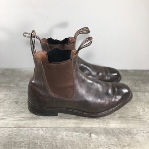 Baxter Chelsea Brown Leather Slip On Roper Style Work Western Mens Boots Size 9